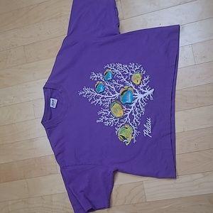 Palau Cropped OSFA Purple Coral Reef and Fish Tourist T-Shirt